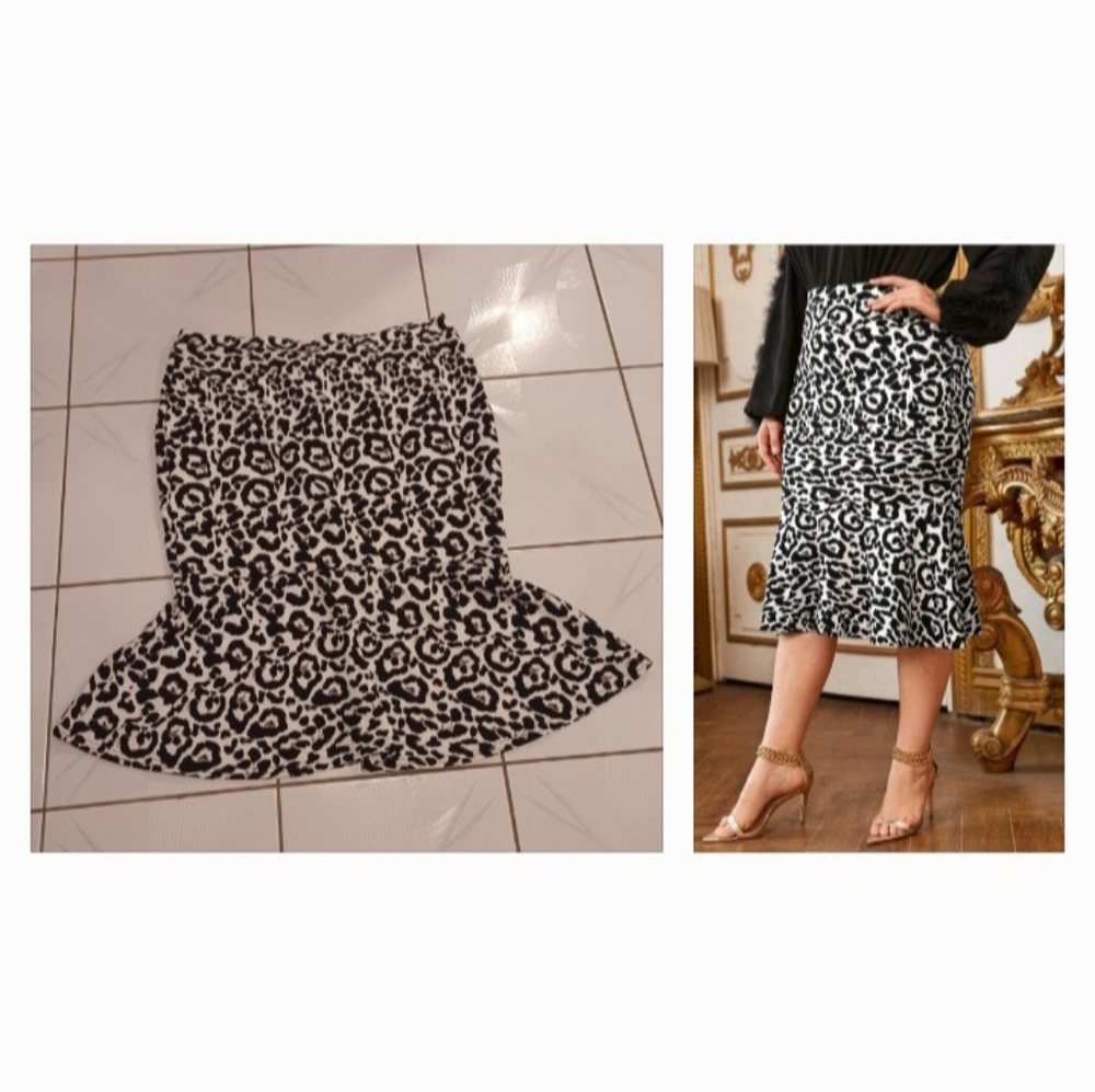4/$80 New Black & White Leopard Print Skirt - Size 4XL (US20)